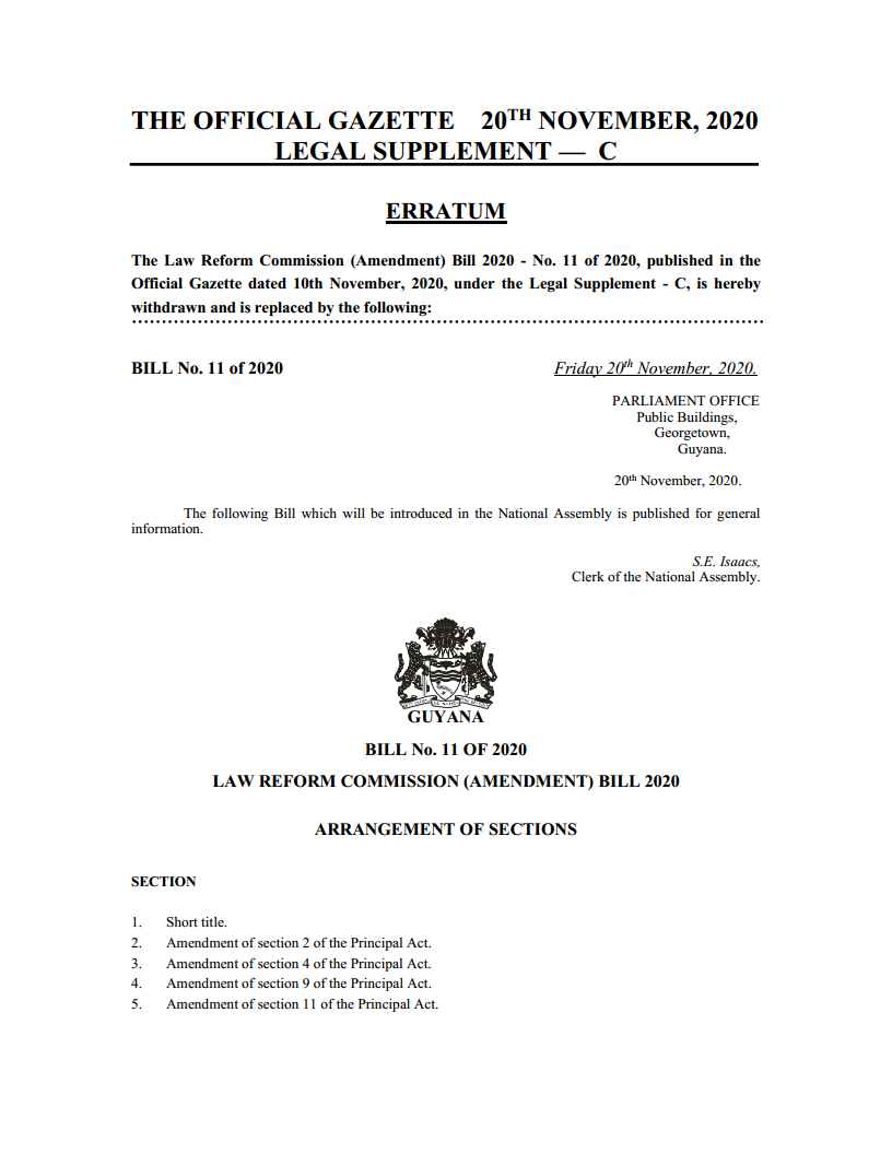 2 Amendment - Billl No. 11 of 2020 Law Reform Commission (Amendment) Bill 2020