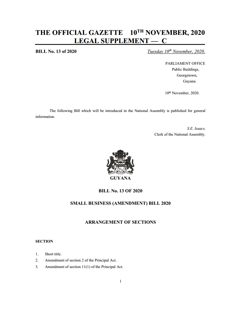 2 Billl No. 13 of 2020 Small Business (Amendment) Bill 2020